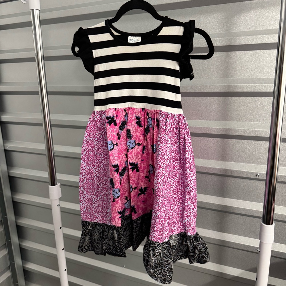 Momi boutique Striped and Floral Pink Dress